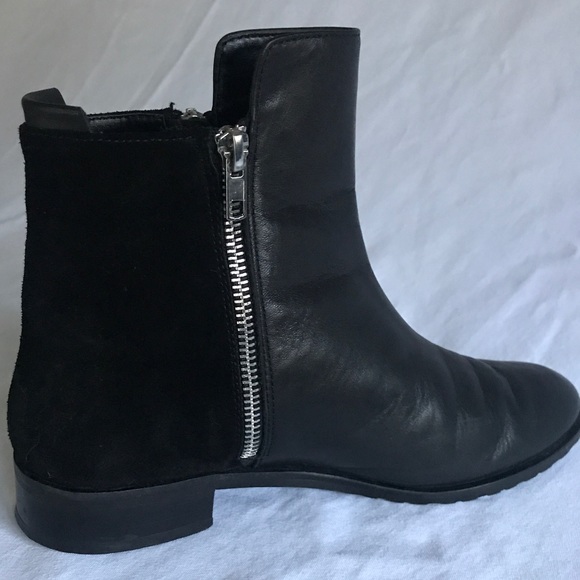 Sleek Black Leather/Suede Ankle Boots size 7 - Picture 2 of 13